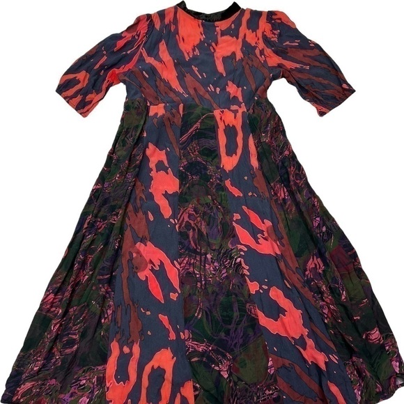 Soft Surroundings Midi Dress 18p Boho Cottagecore Festival Lined Velvet Trim - Picture 5 of 12